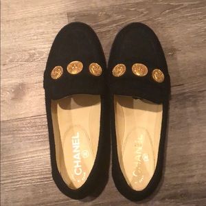chanel tweed coin charm loafer